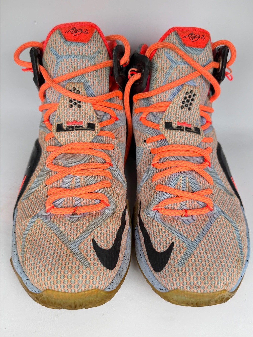 Nike Lebrom 12 grey Orange black gum sole basketball size 9 - Picture 4 of 6